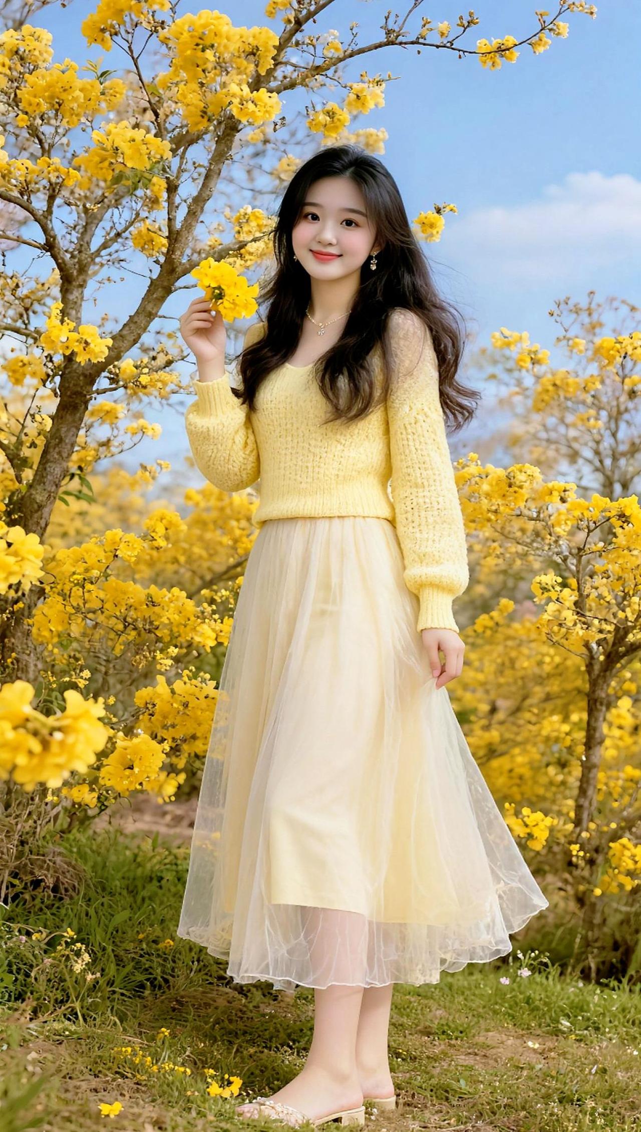 春游赏花小美女