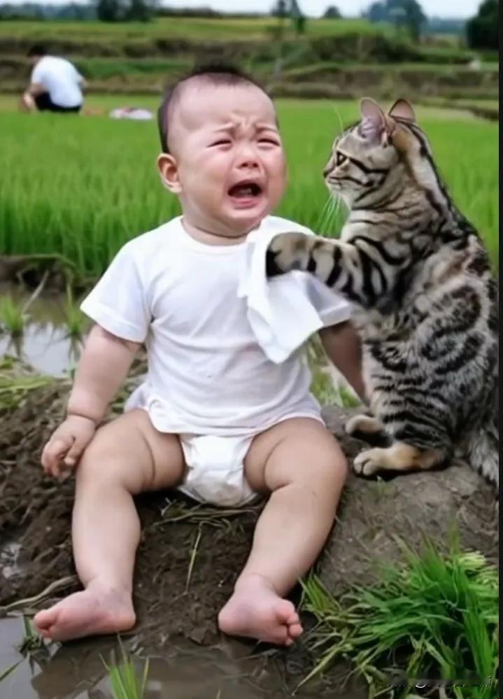全网都笑崩了。小宝宝跟着自己的爸爸妈妈爷爷奶奶去田里面干活，但是爸爸妈妈爷爷奶奶