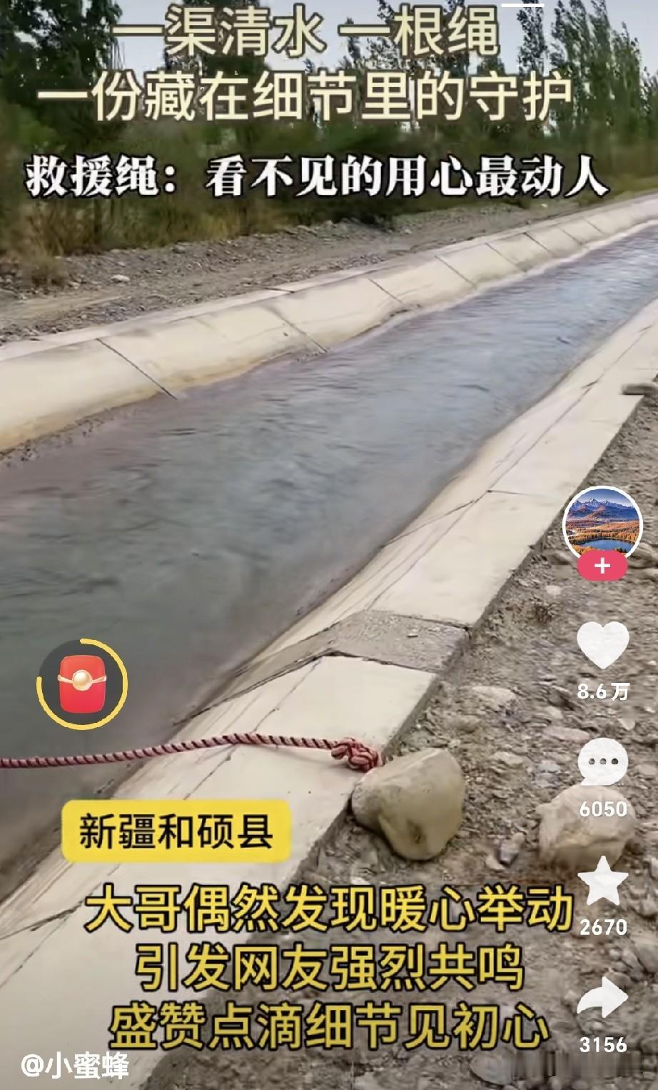 这么小的人工渠，掉下去真的就爬不上来了吗？每五十米做一个这样的绳子，总感觉是多