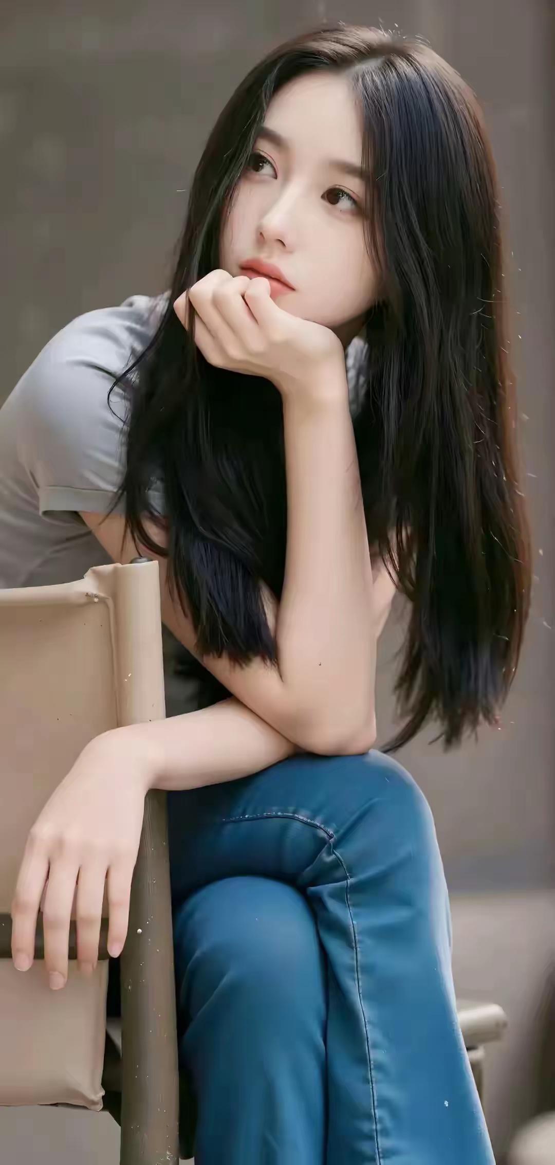 沉思的少女，静谧的午后，浅浅的微笑美少女的微笑沉思静谧氛围