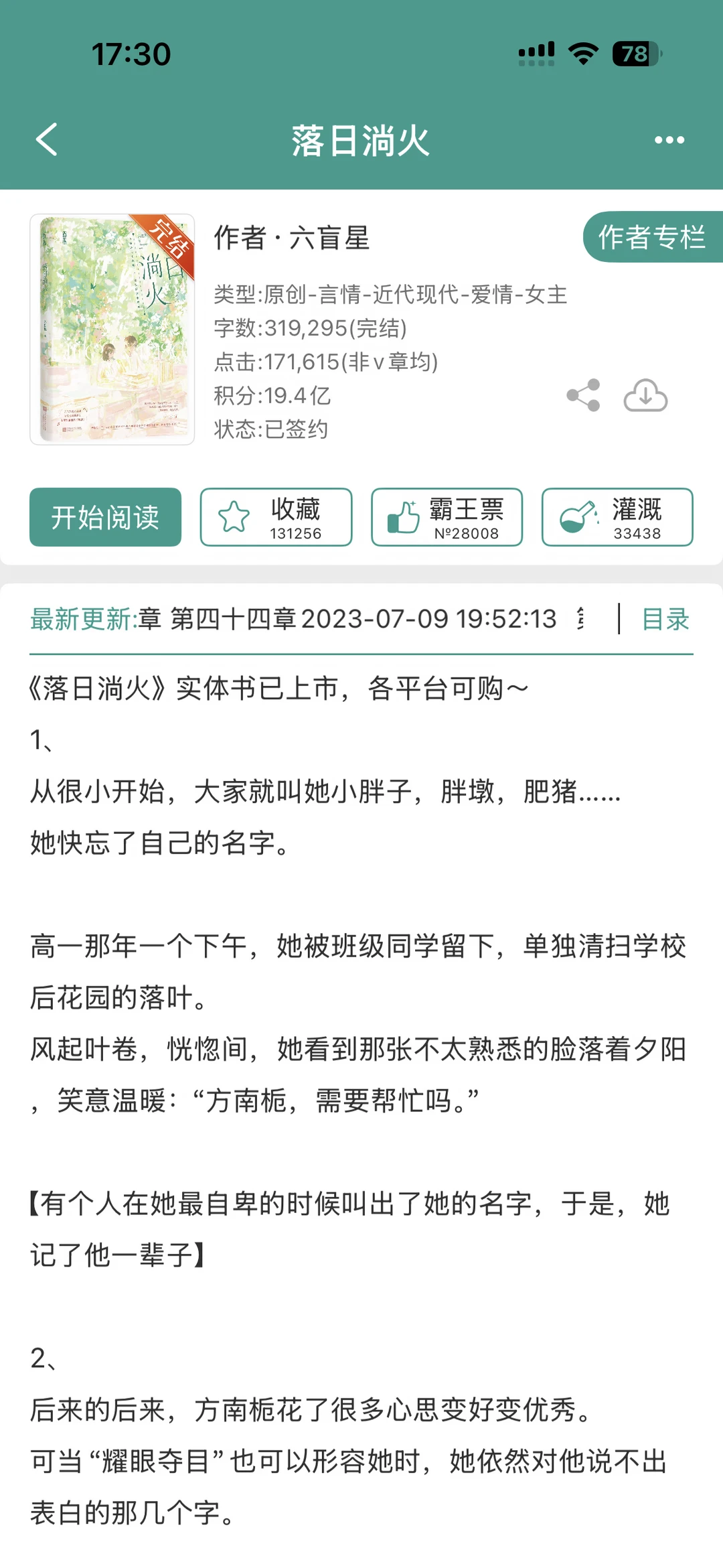 【好看】《落日淌火》六盲星