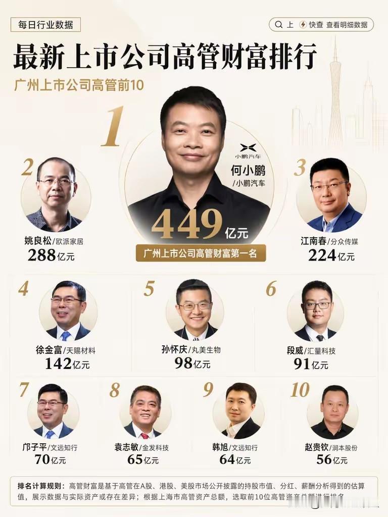 何小鹏449亿登顶广州上市公司高管财富第一，背后折射广州民企现实一份广州上