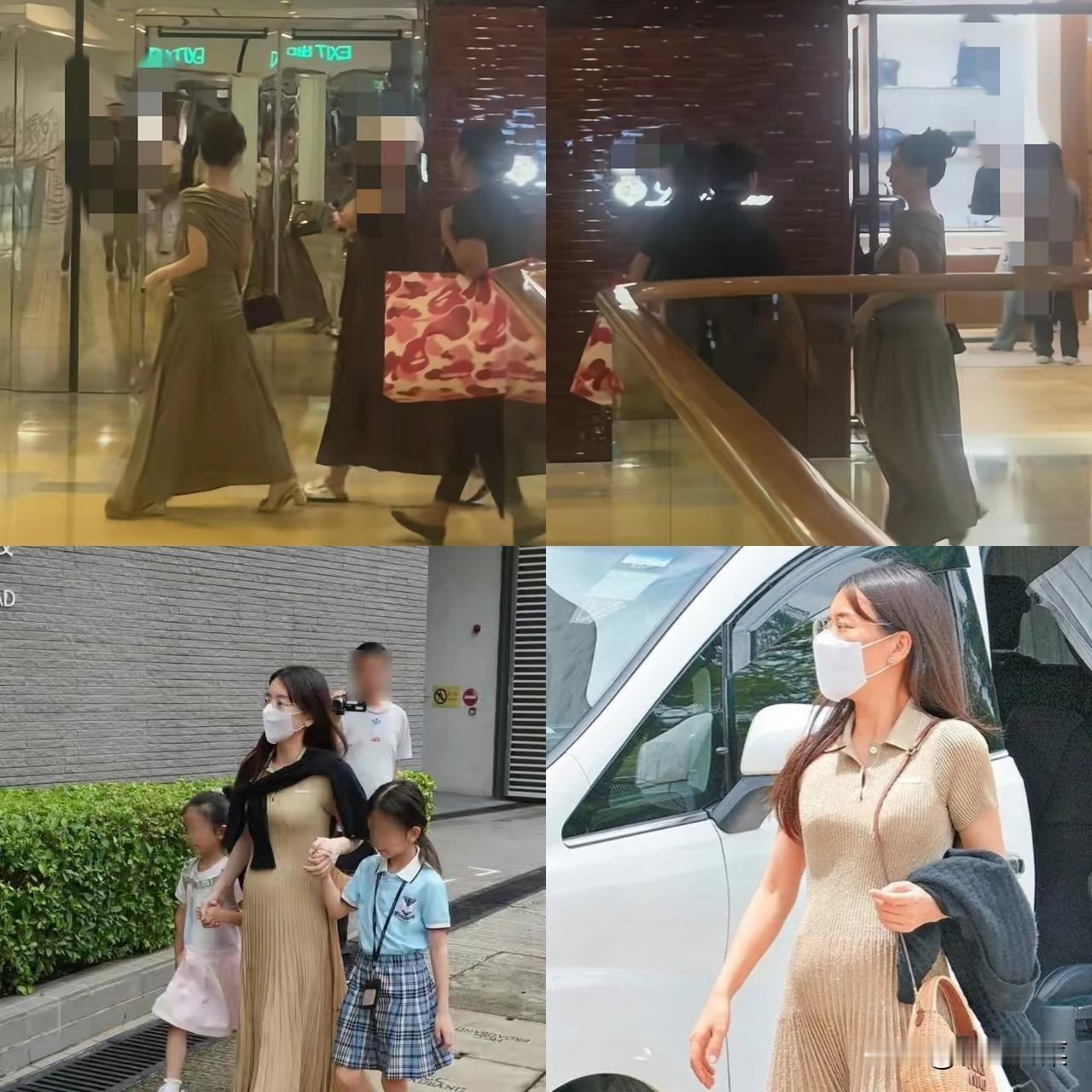 方媛挺大肚香港购物！方媛是真的爱逛街啊，肚子这么大还出来买东西，后面保姆提着大袋