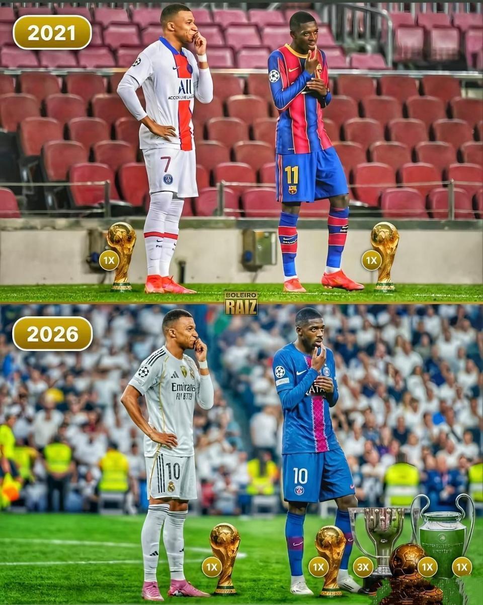 这两年姆巴佩日子不好过，登贝莱却是大丰收。今天欧冠半决赛赢拜仁，这让大巴黎占