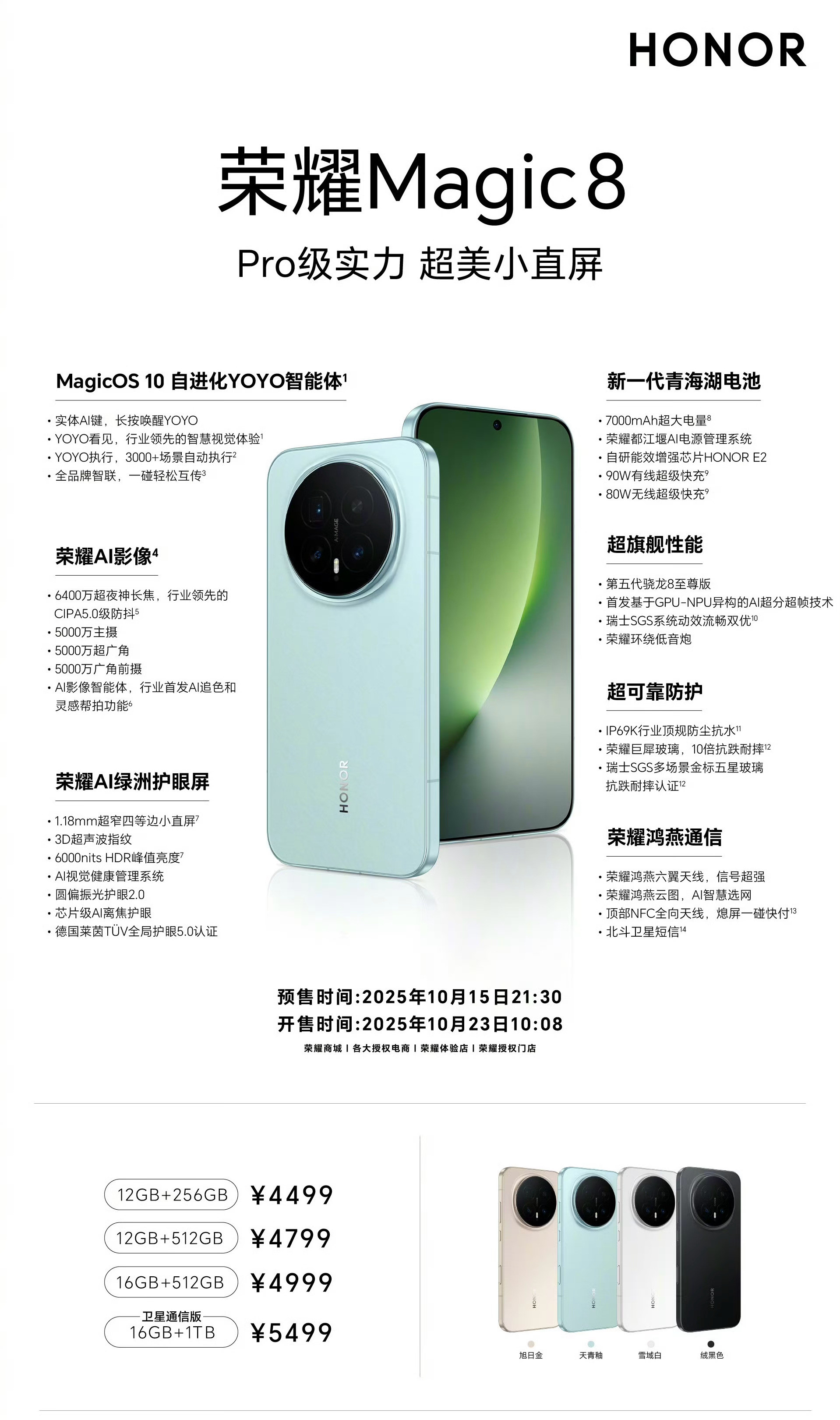 荣耀Magic8系列发布，现货可定，预定送一年期碎屏险+后盖保+两年电池无忧+