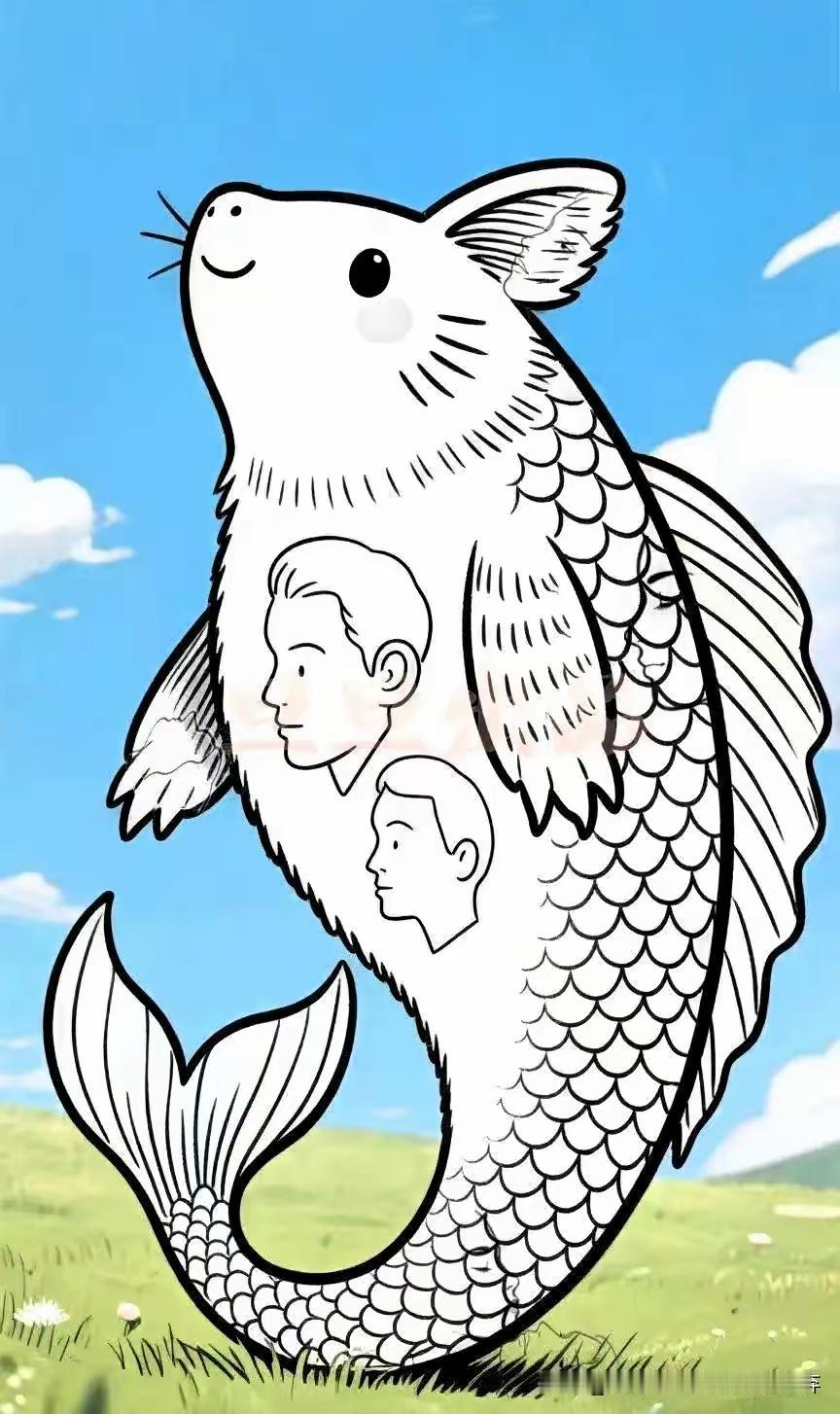 说这条鱼身上藏着7张人脸，我有点不信，因为我使出九牛二虎之力，也就找到了5张，无
