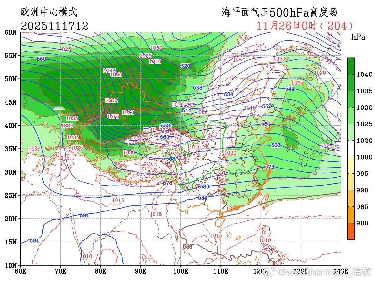 【冷空气展望】近期数值预报对26-27日冷空气的强度预报，有较大的摆动。图1-3