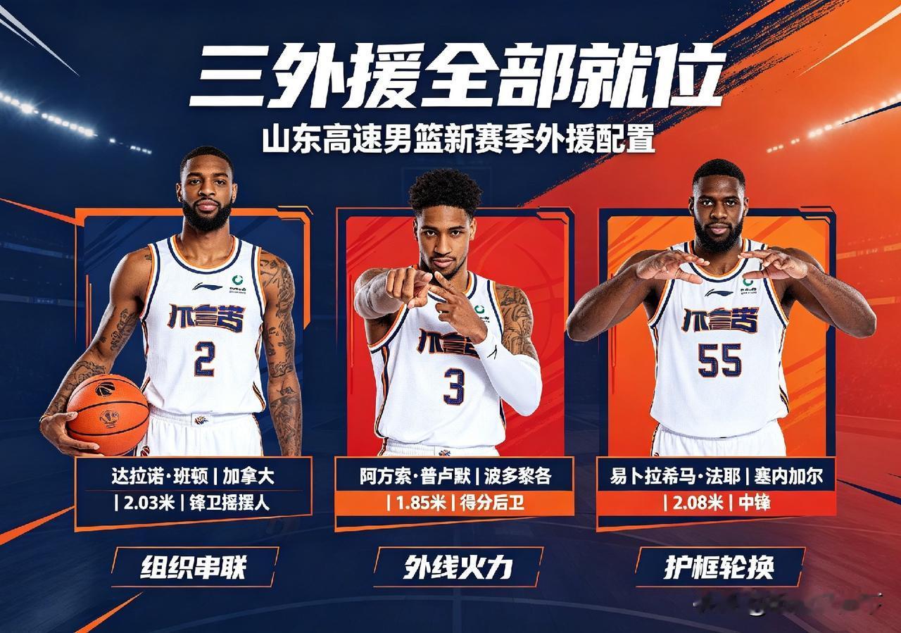 三外援全部就位！山东男篮全新阵容蓄势冲四山东高速男篮新赛季三外援全部集结完