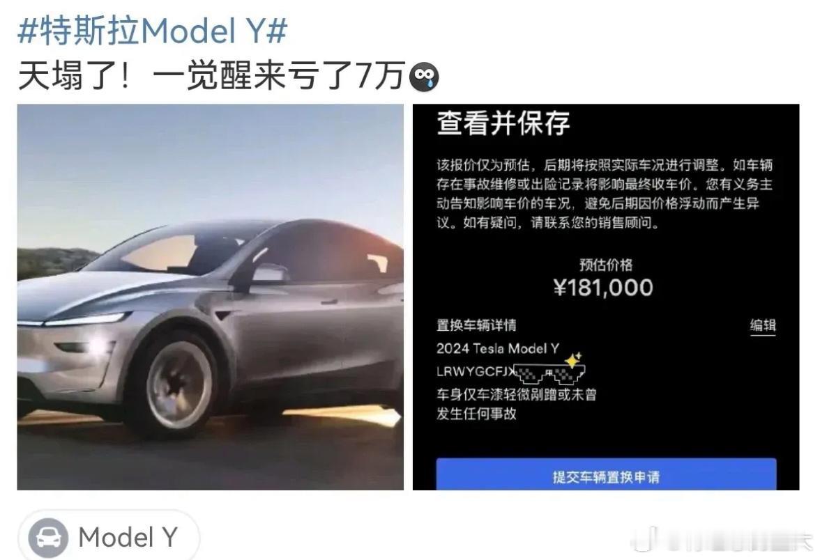 2024款modely，一夜之间亏7万！！