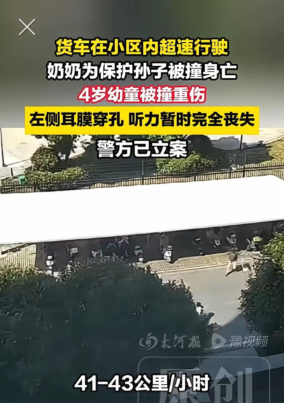 祸不单行啊！南京一封闭小区进来一辆超速行驶送货车，奶奶为了保护孙子被车撞死，孙子