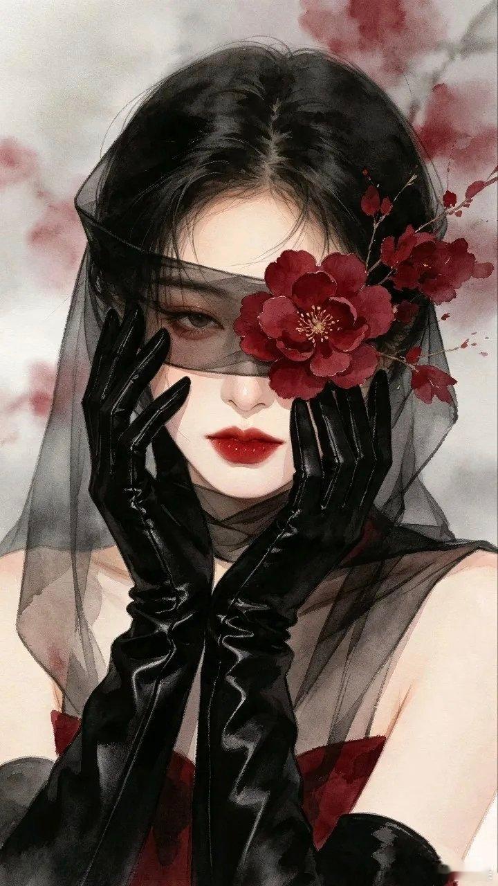 薄纱沉花蒙眼少女惊唯美意境壁纸～
