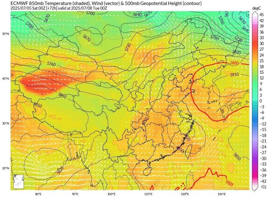 【副高趋于不稳定化】在台风木恩和台风丹娜丝以及北侧西风带低槽三联合制衡下，近期强