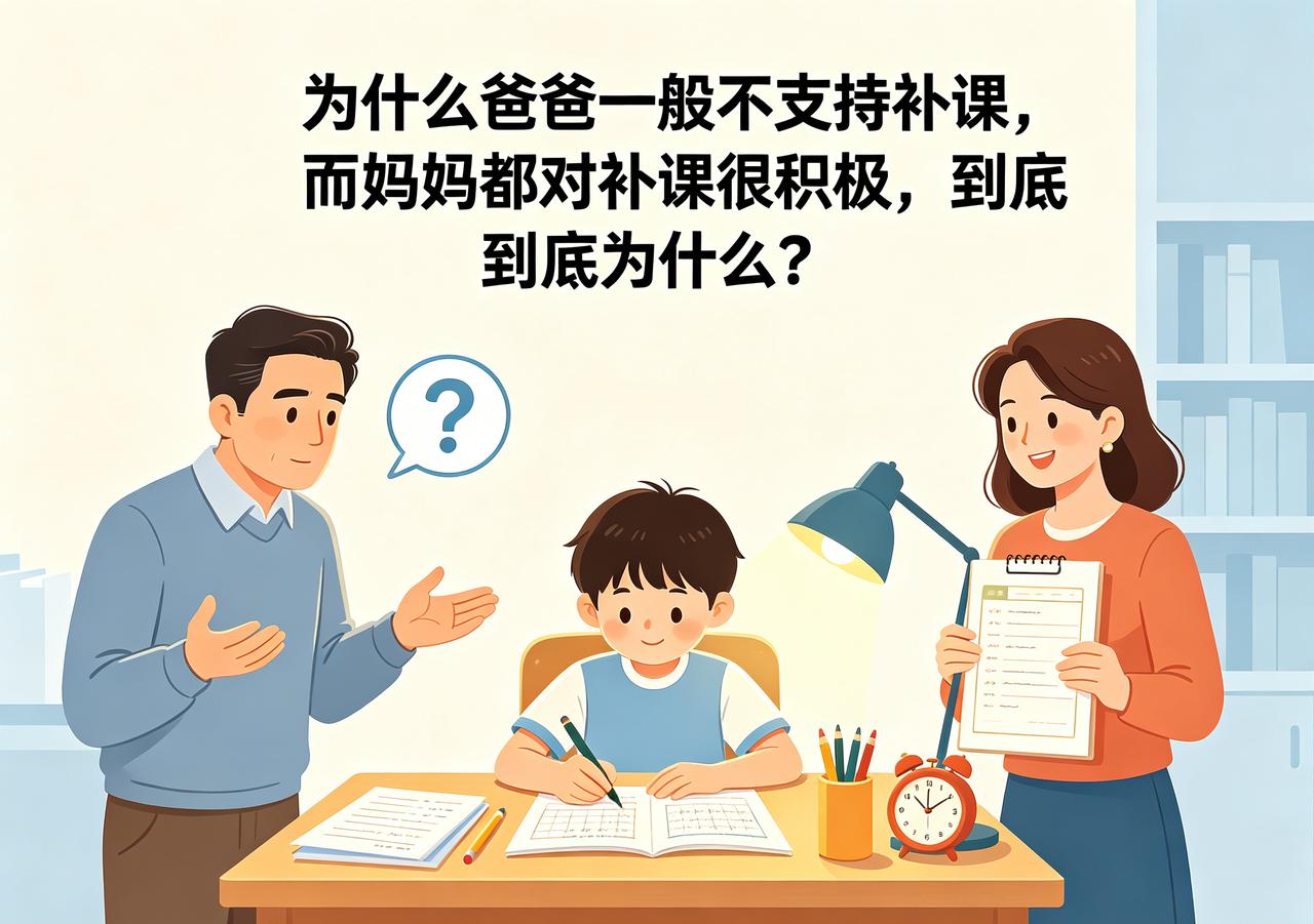为什么爸爸一般不支持补课，而妈妈都对补课很积极?背后的差距，其实是两种完全不