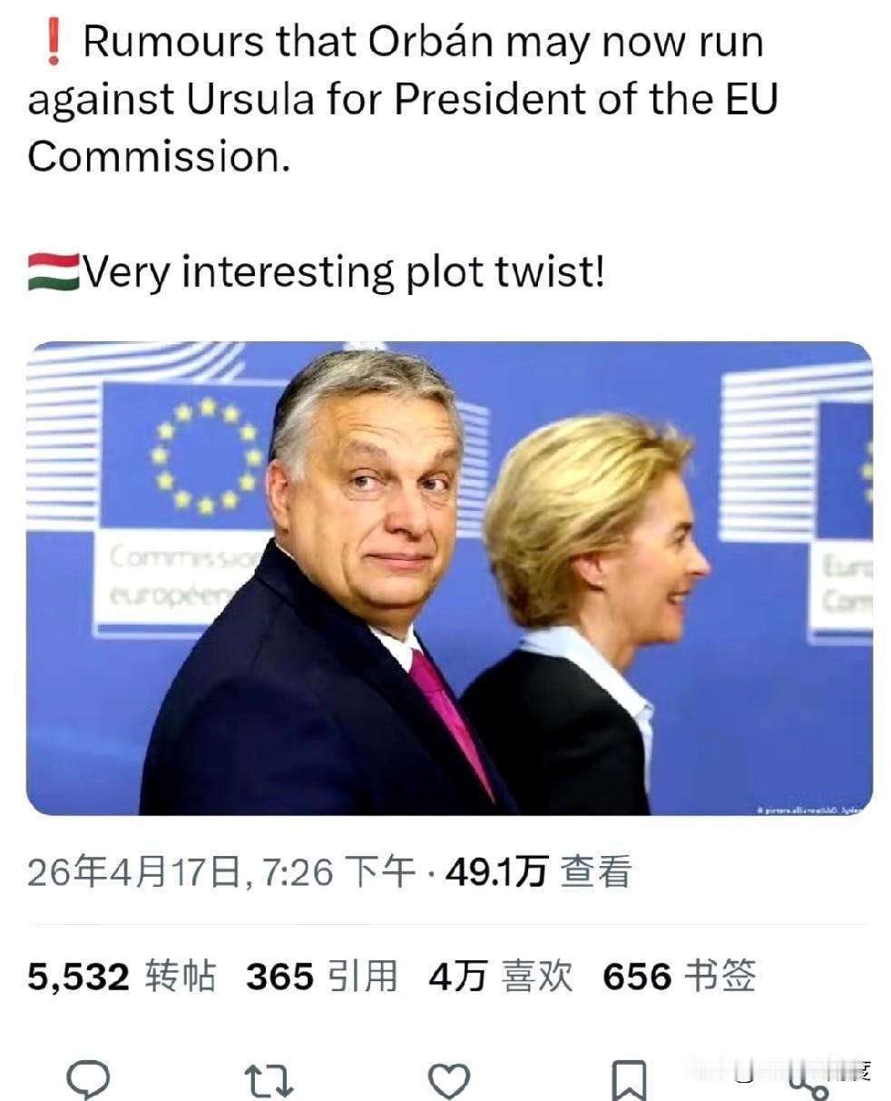 有消息说，刚落选的欧尔班，未来可能会与冯德莱恩竞争欧盟委员会主席一职。虽然欧