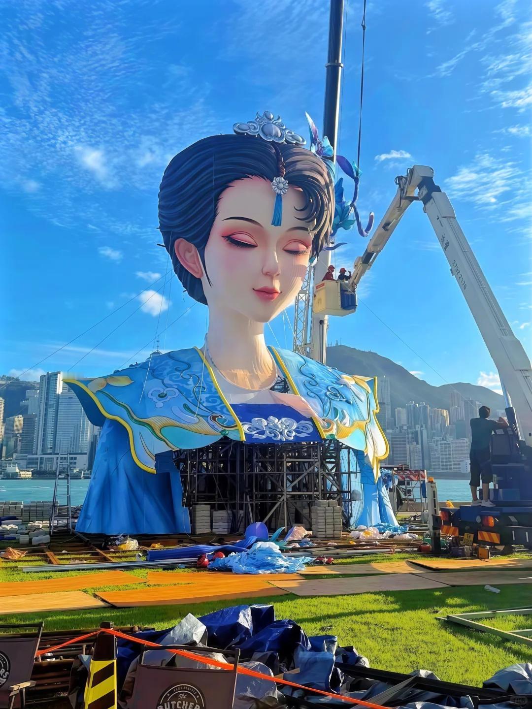 香港维港今年的中秋装饰，走国风路线。​​​
