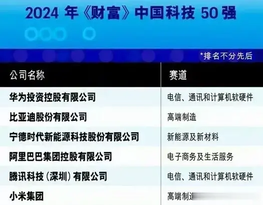 2024中国最牛的50家科技公司名单!