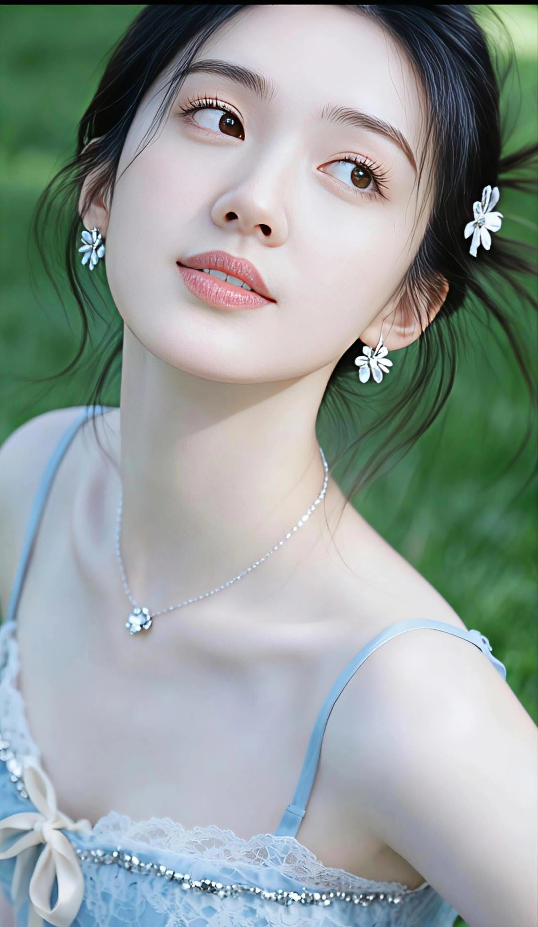 温柔少女风，梦幻花饰耳环，清新自然。