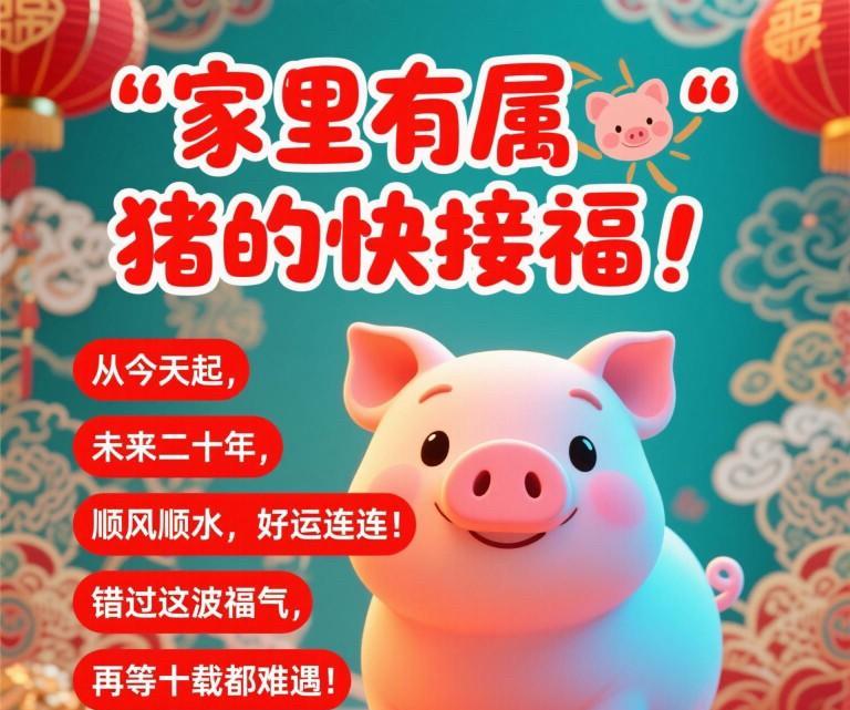 猪：家里有属猪的快接福！猪：从今天起，猪：未来二十年，猪：顺风顺水，好运连