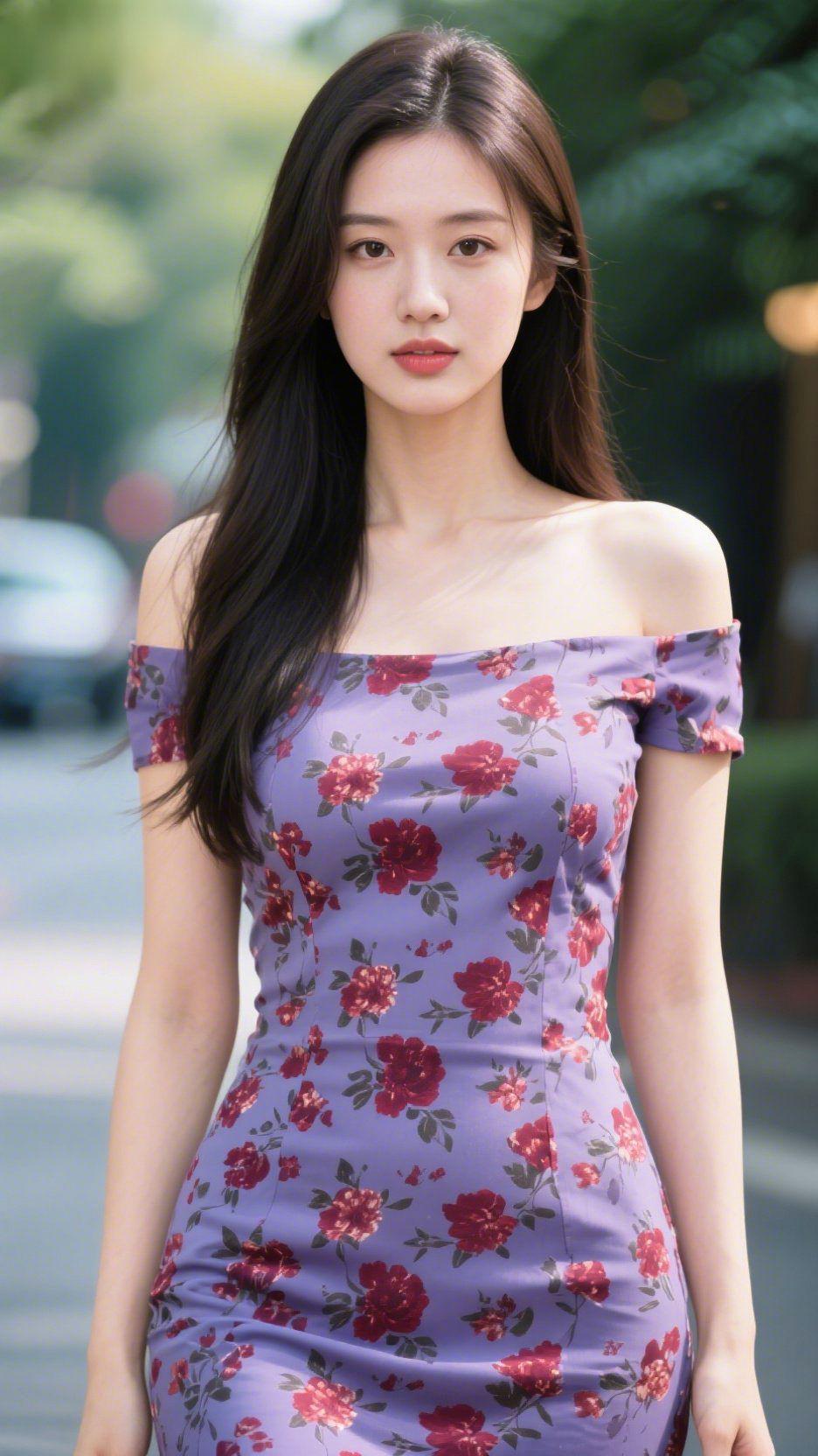 《紫裙风》风卷着巷口的叶香漫过来时，她正踩在碎光斑里。浅紫裙身裹着轻缓的步