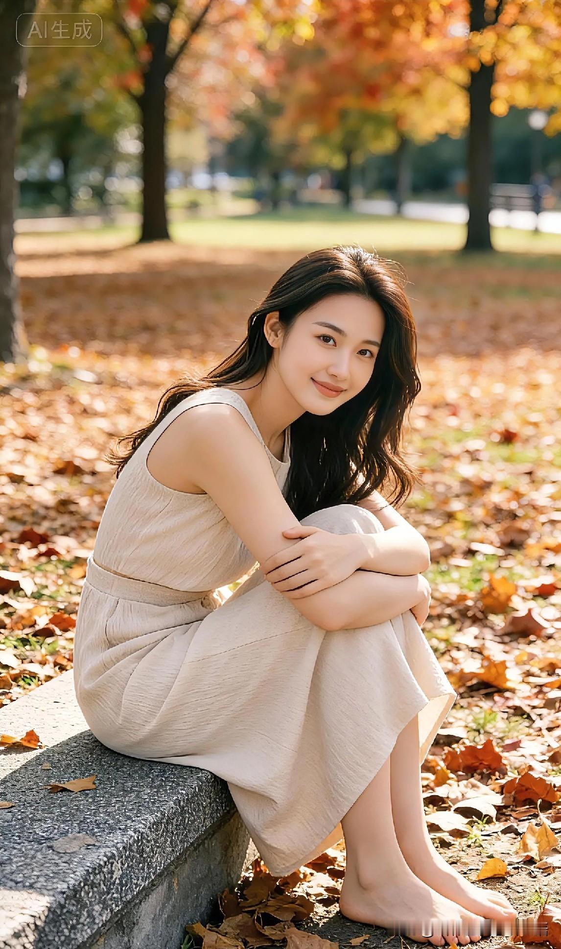 坐在秋日的落叶里，只想把这份温柔的瞬间，好好珍藏在心底。