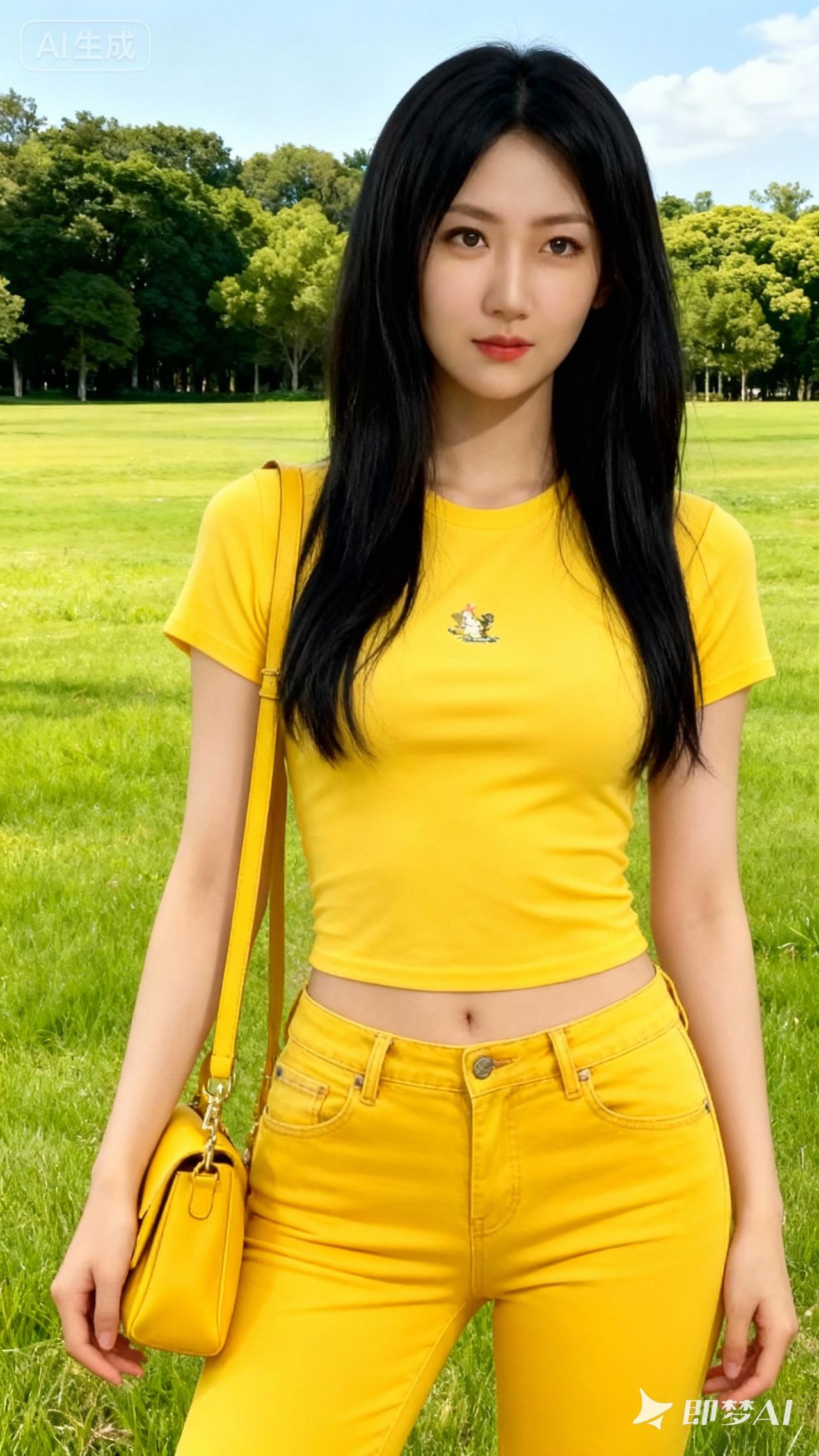 夏日穿搭指南：亮黄色T恤+牛仔裤，活力满满！🌞👗👖