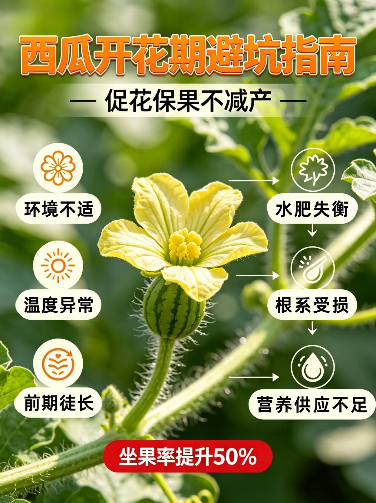西瓜开花期避坑指南，促花保果不减产。西瓜种植开花期
