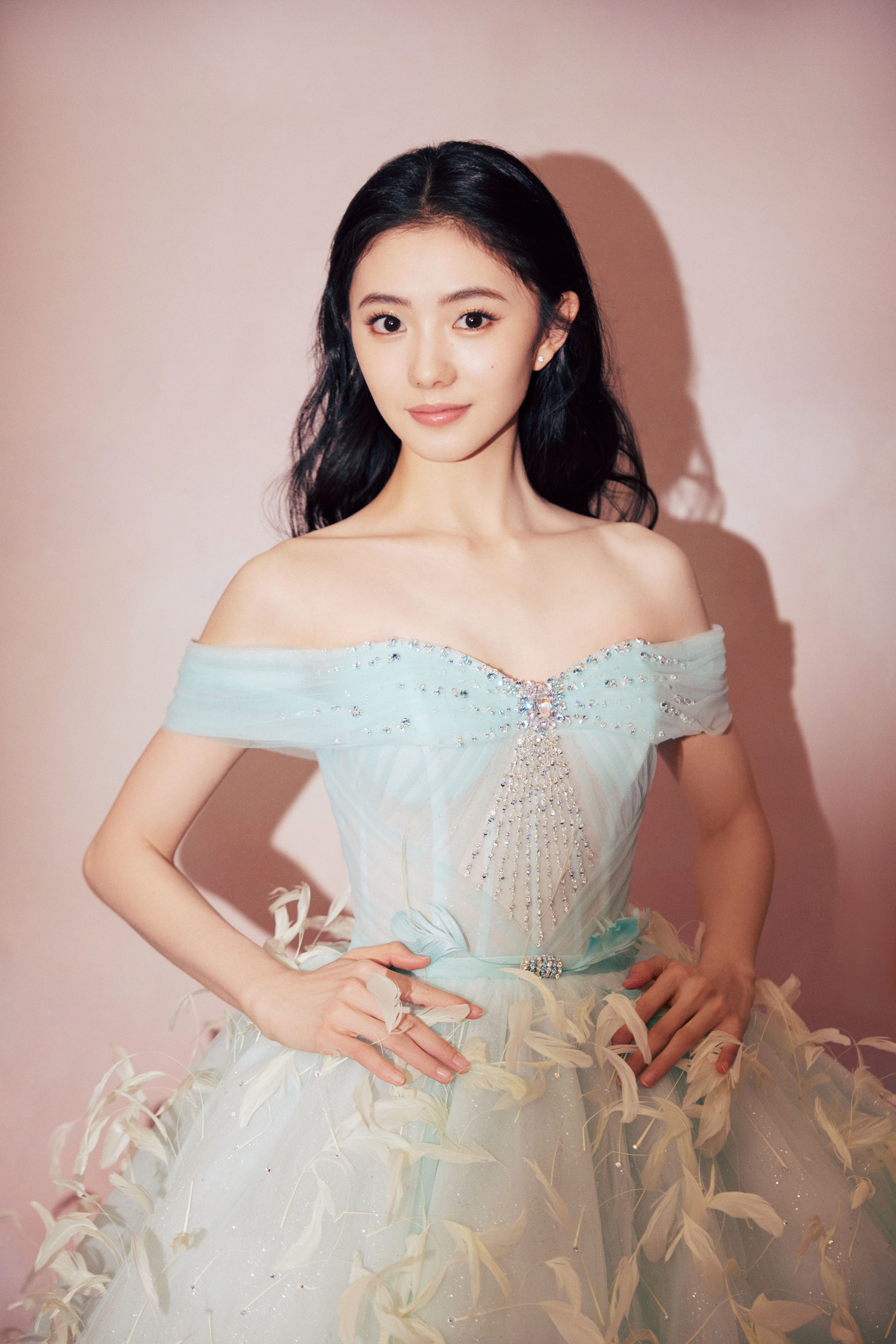 刘浩存，浪漫水蓝纱裙美图集​​​