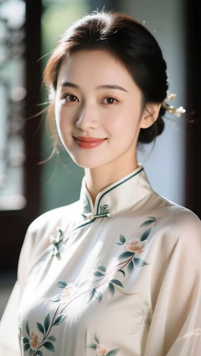 这姑娘穿着旗袍，真好看！