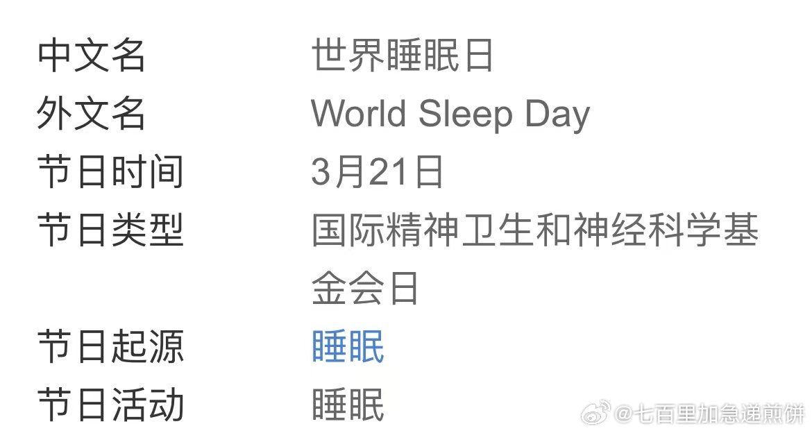 今日是3月21日世界睡眠日，宜：大睡特睡💤​​​