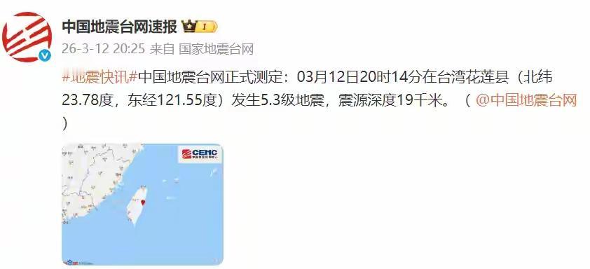 完整榜单来了！台湾花莲发生5.3级地震，福建多地也有明显震感，这一消息瞬间让无数