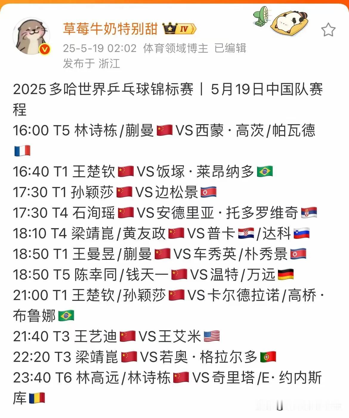 一觉醒来，发现莎头组合和雨果/高桥组合对阵的比赛时间出来了，是北京时间今晚9点。