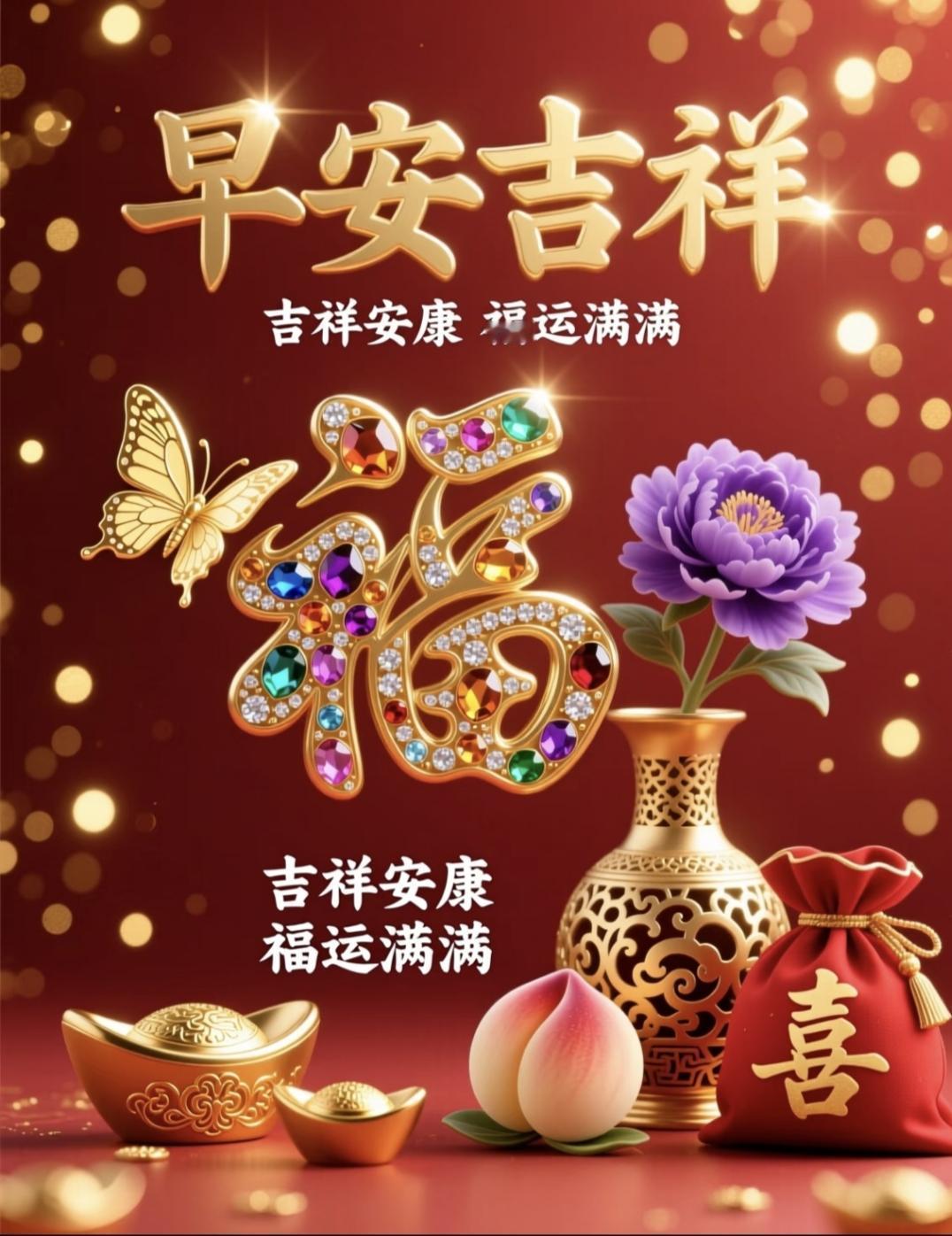 早安吉祥，福运满满，好运常伴，喜乐安康。传统文化