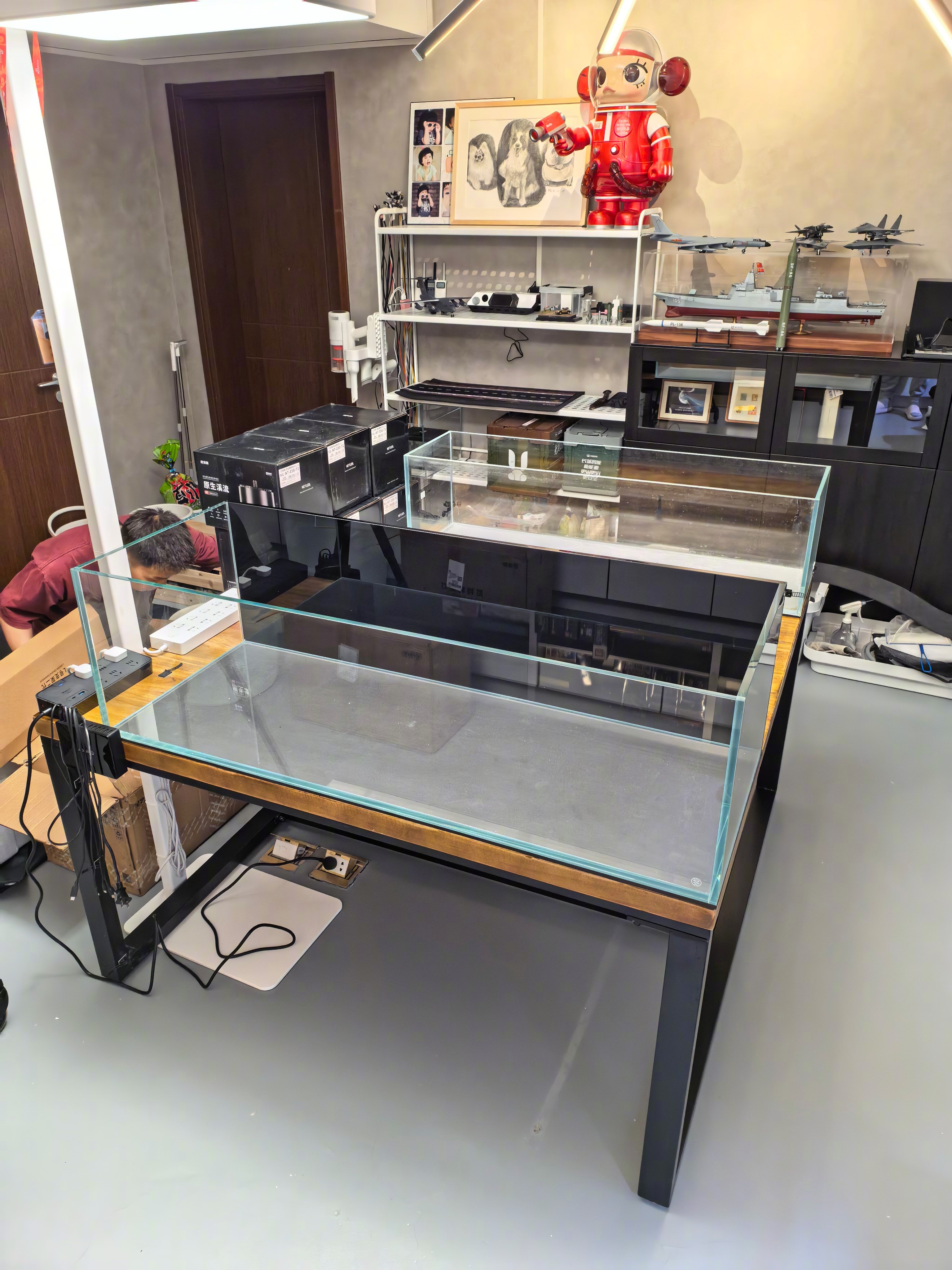 今儿弄俩缸，进度有点慢，石头摆了好久，图4有点味道了哈。