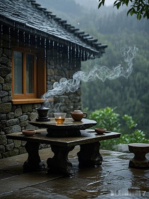 上联：茶烟淡淡闲听雨，下联：诗酒浓浓醉清风，下联：棋局悠悠慢落花。
