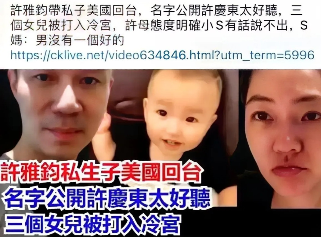 三岁私生子空降认祖！小S豪门婚姻崩塌最后一击竟来自亲生骨肉？台媒凌晨突发