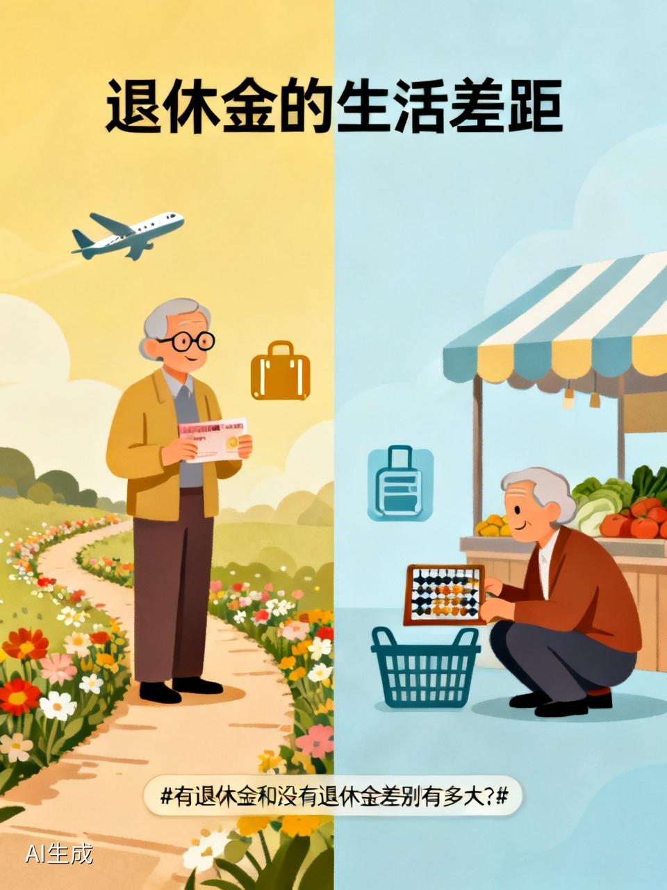 有退休金和没退休金差别可太大了。有退休金的人，生活那叫一个滋润。每月定时有钱到账