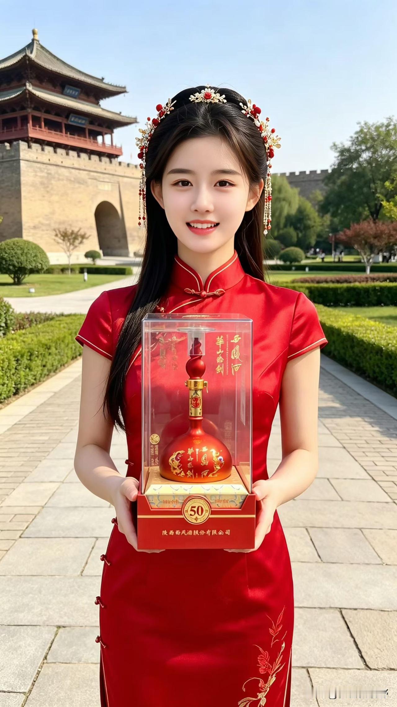 打卡古风打卡地，手捧华山论剑西凤酒，美哉！📸🏯汉服打卡景点中式文化打卡地