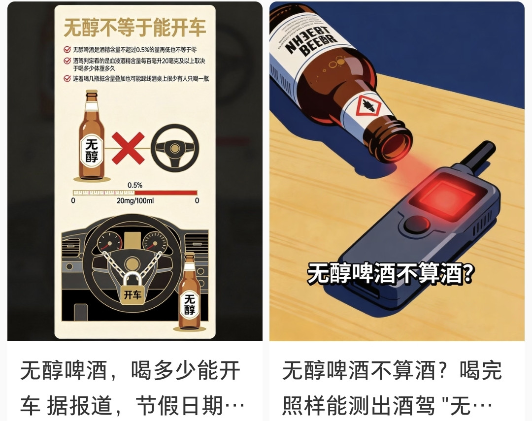 饮用无醇啤酒不会构成酒驾这话听着挺顺耳，可实际上是个坑。国庆假期饭局扎堆，不少人把无醇啤酒当成&34