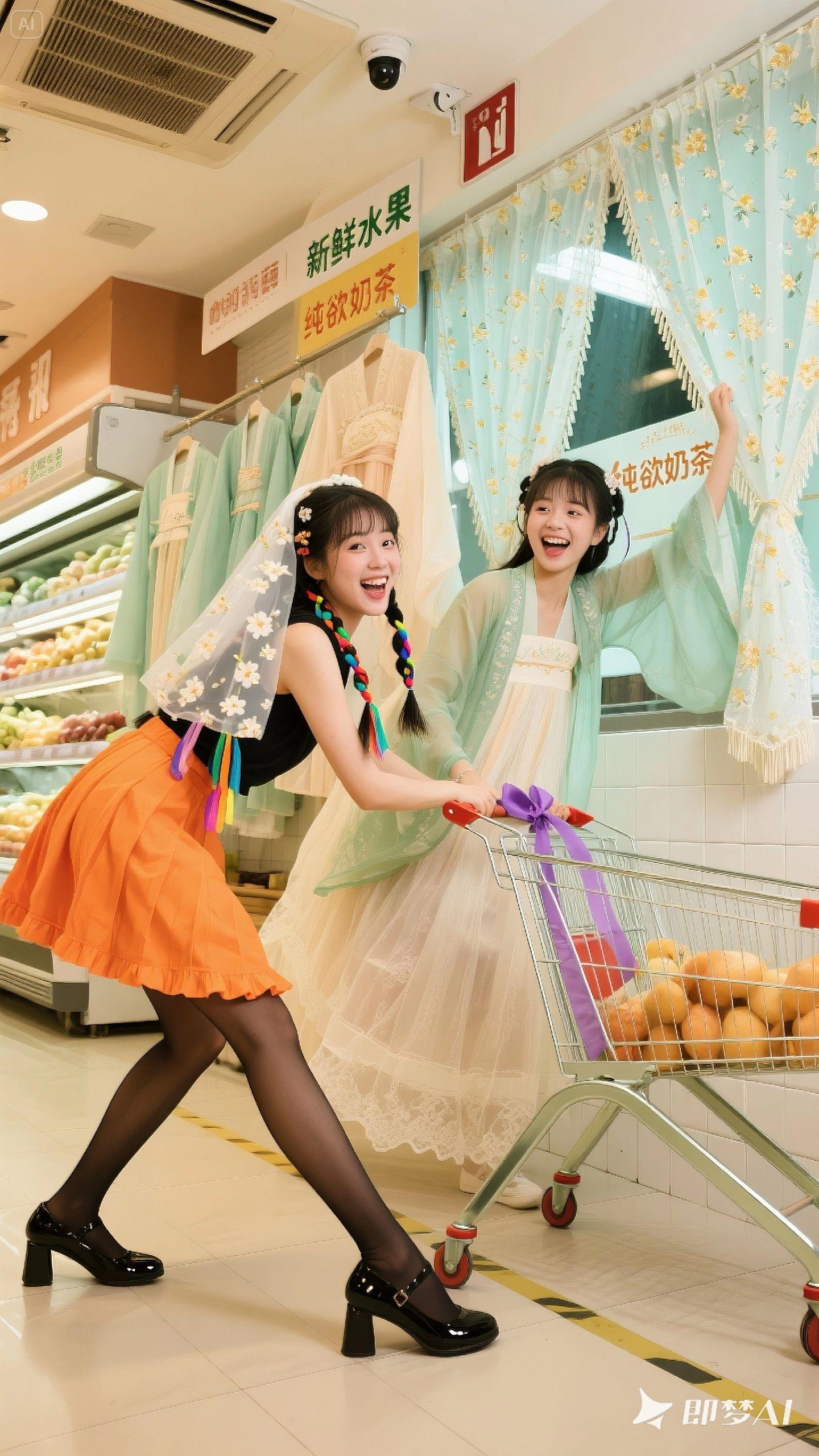 抽象艺术和汉服小仙女