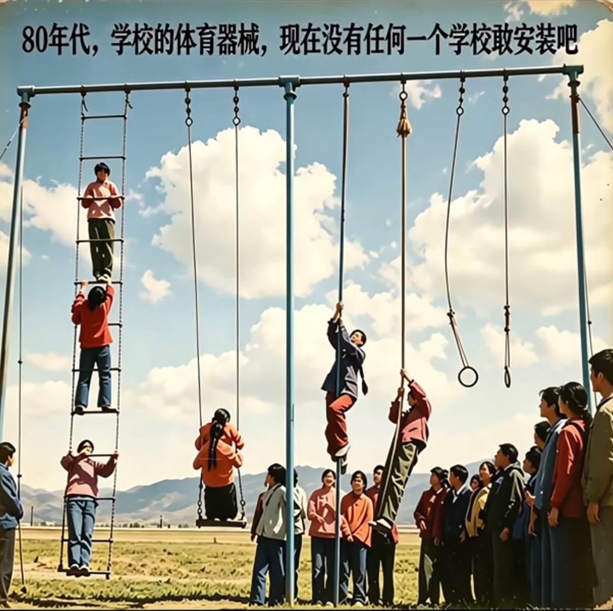 80、90年代校园里的运动器材放在如今肯定不让​​​