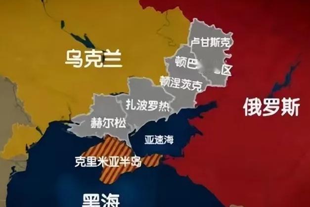 克里米亚、赫尔松、扎波罗热、顿涅茨克和卢甘斯克这几个区域如果连成一片的话，那么俄