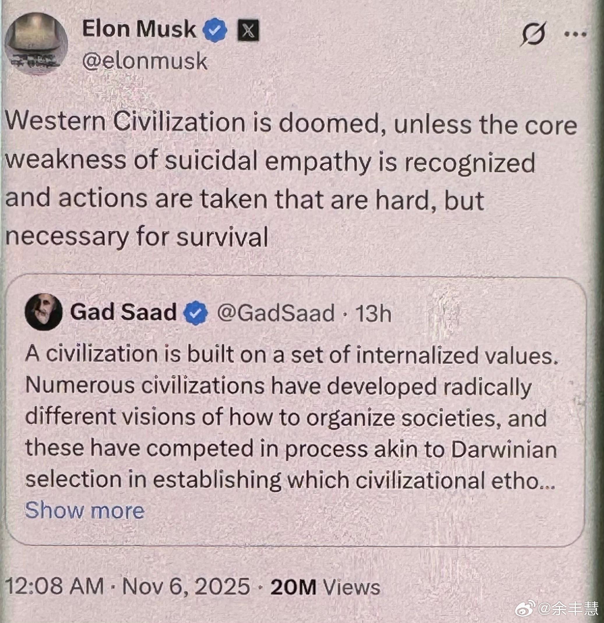 重磅消息！西方文明注定要灭亡吗？西方文明的最大威胁是伊斯兰教？马斯克很肯定！瓦伦