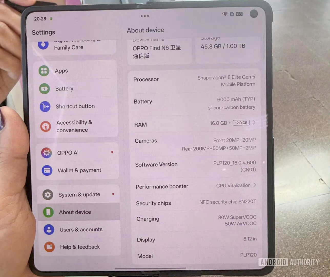 OPPOFindN6：骁龙8EliteGen5+前置20Mp+20Mp，后置