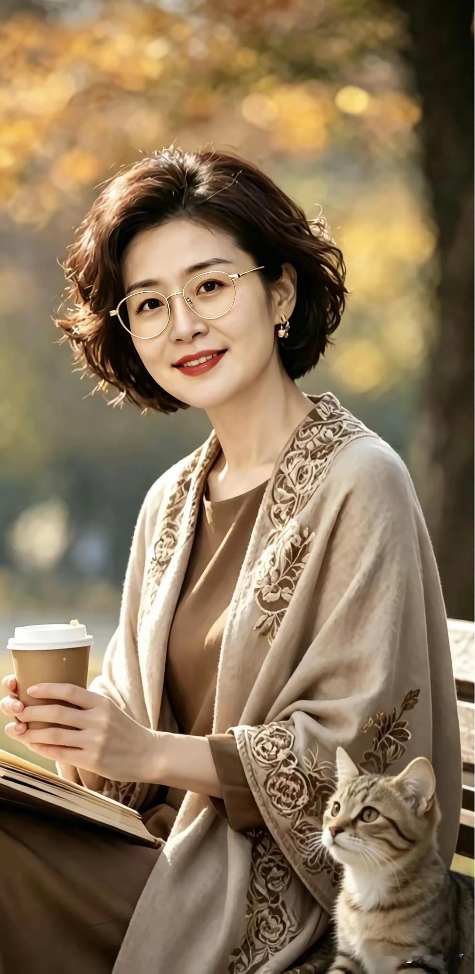 半老徐娘有韵味，气质温柔不带媚。岁月添来风雅态，智慧美貌放光彩。
