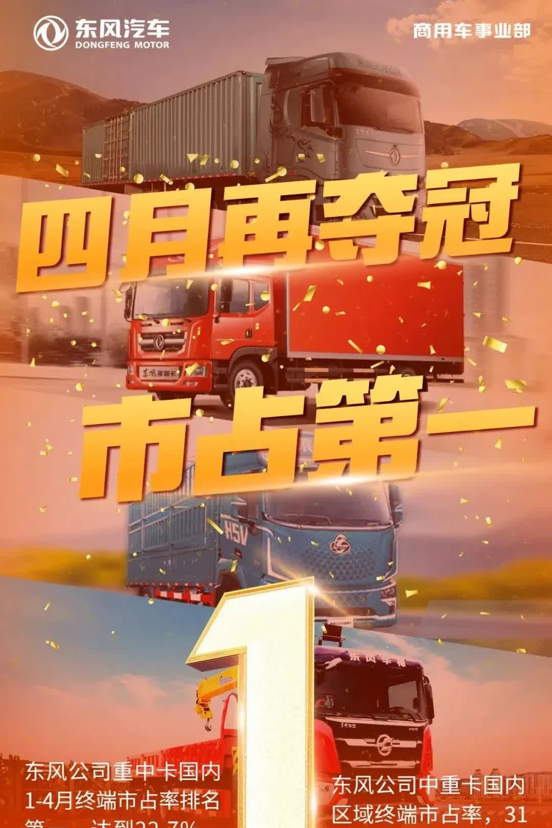东风商用车中重卡终端交付跃居行业第一东风公司最新发布，东