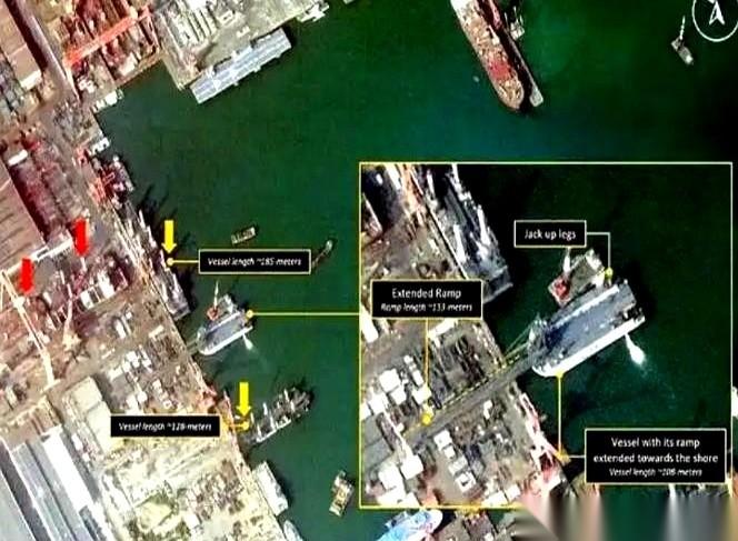 上海船厂这次真的是给天上的外国卫星来了一记“视觉暴击”。那艘插满红旗的钢铁巨兽