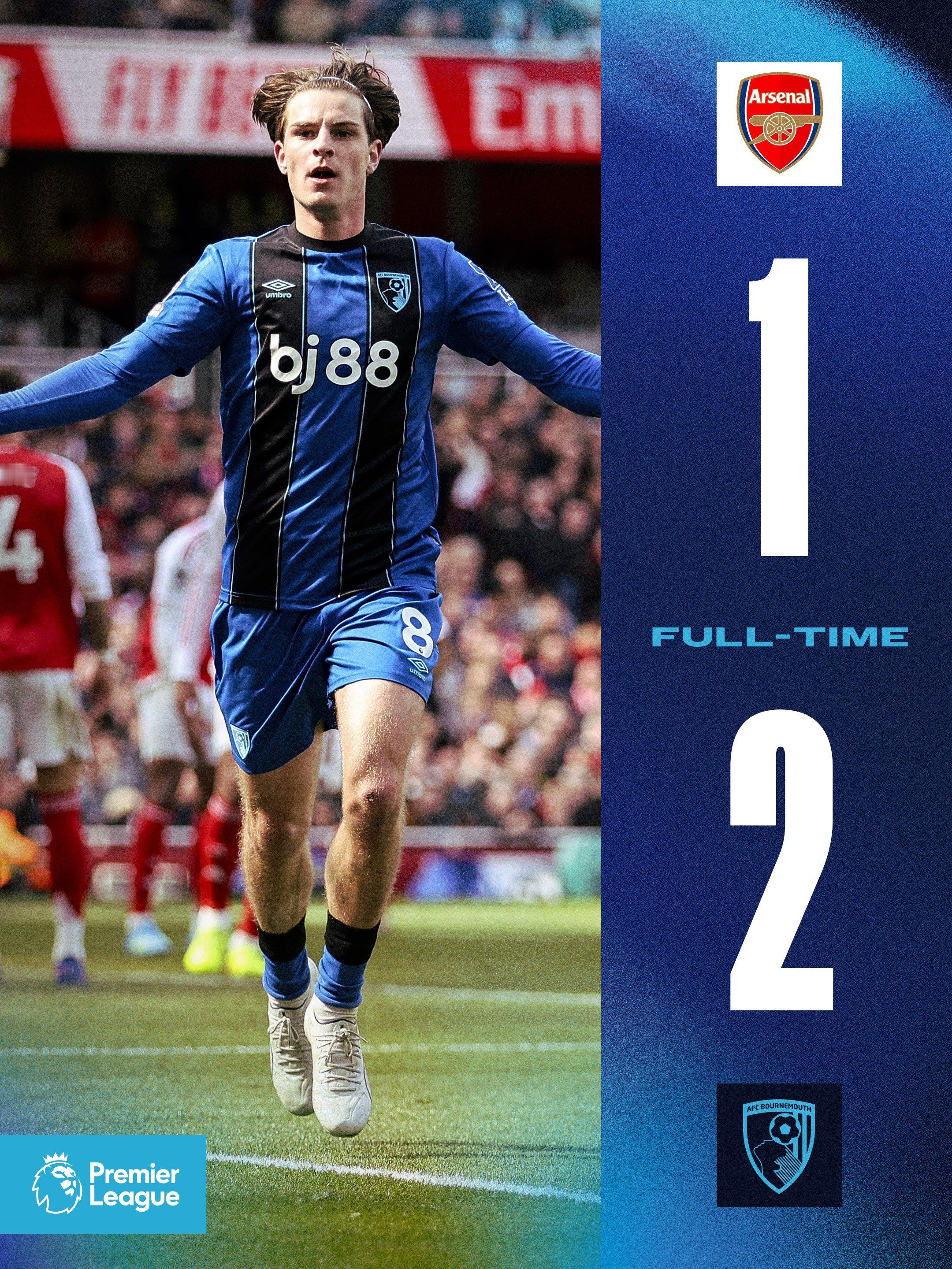 英超伯恩茅斯客场2：1力克阿森纳队，阿莱克斯·希门尼斯🇪🇸首发出场89分钟