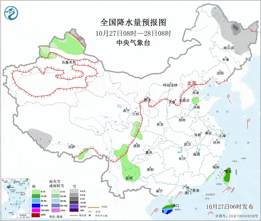 【一周天气——西南多雨】本周（10月27日-11月2日），我国的降水总体上是先少