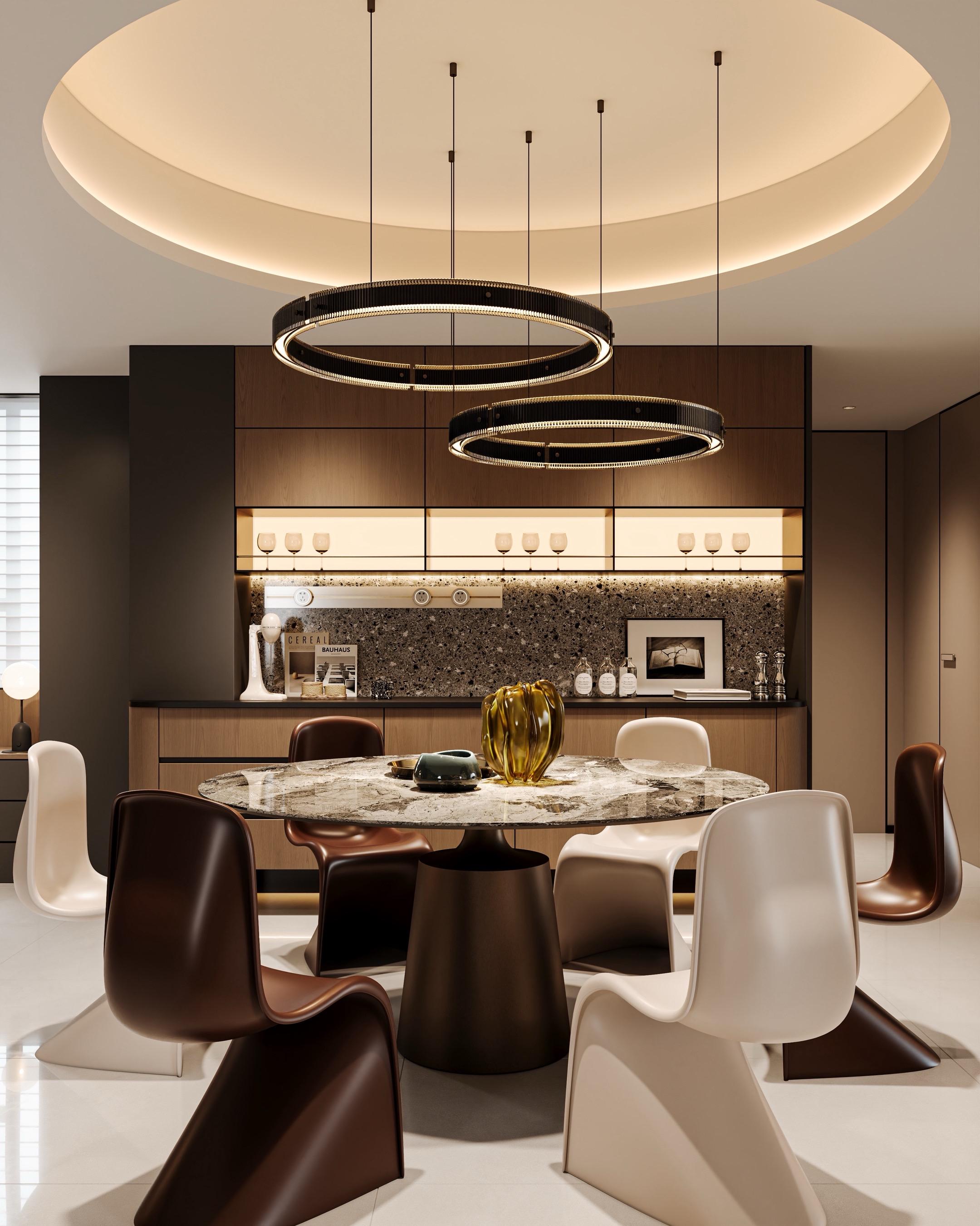 基础色（背景色 - 60%）：浅米白、高级灰。用于墙面、地面、天花板...