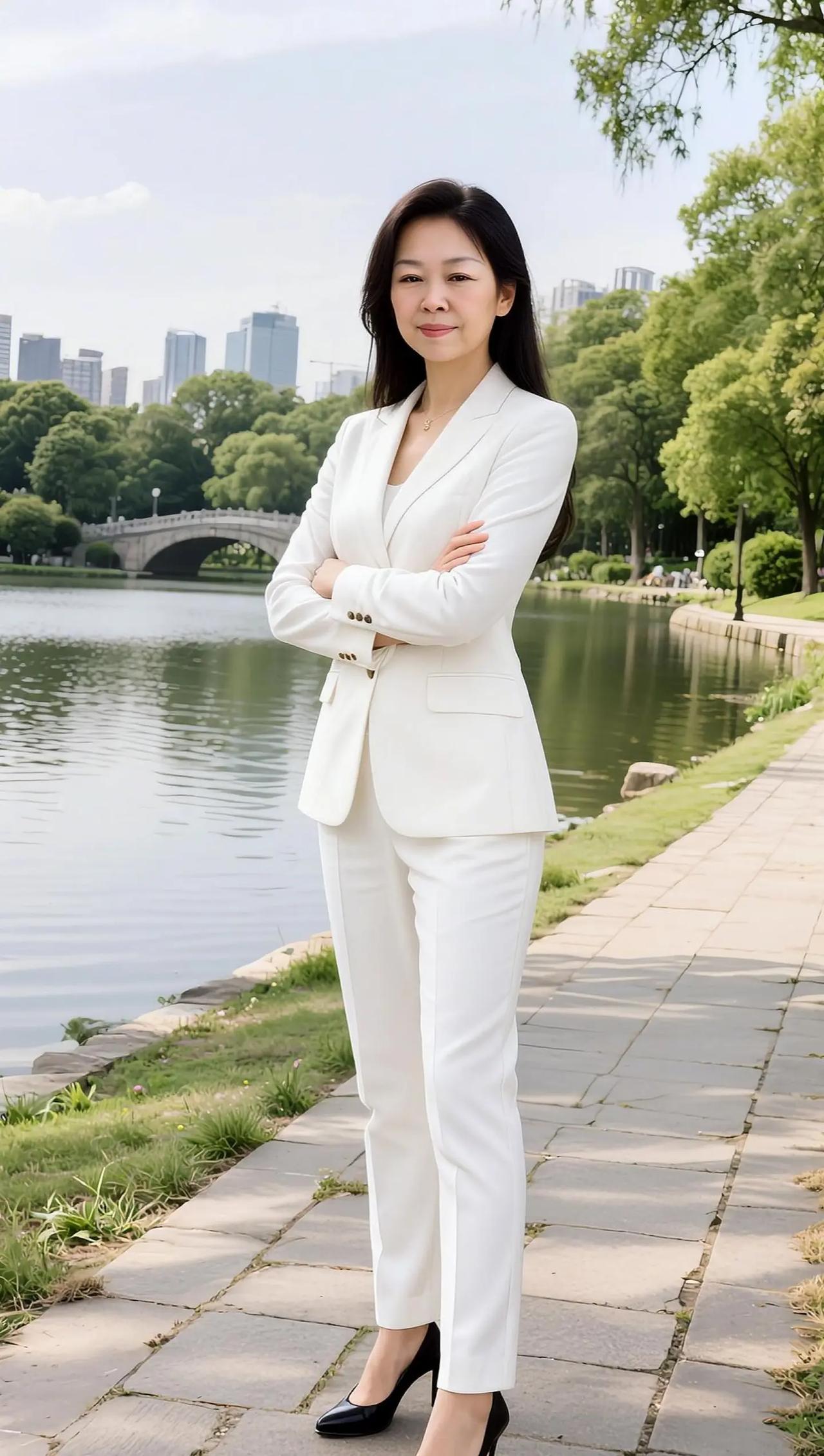 公园风景优美。AI湖畔职场风